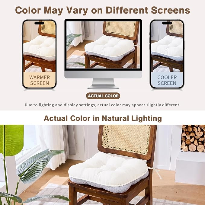 BETU White Chair Cushions for Dining Chairs Set of 4, 3.5" Thick Kitchen Table - Image 5