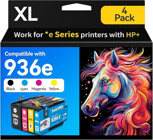 936XL Ink Cartridges Combo Pack for HP Black and Color OfficeJet Pro 9125e 9135e 9730e Series Replacement for HP 936 Ink Office Jet Pro 9122e 9128e 9110b 9120b 9130b 9135e 9730e Printer-DeskLoop Office