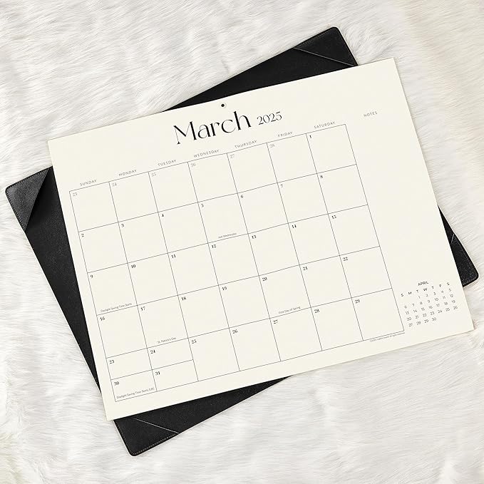 Simplified Desk Calendar 2025-2026 with Desktop Mat, Cabbrix Large Desk Pad Calendar 21" x 16-1/2" Covering July 2025 to June 2026, Desk Blotter Calendar 2025 for Home School and Office (Black)