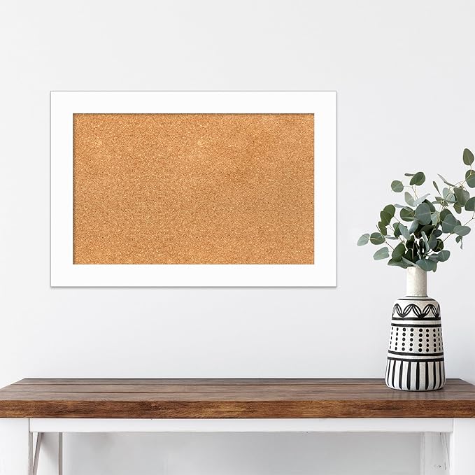 Amanti Art Natural Cork Board for Wall, 17x25 Vision Board with White Frame, Small Corkboard Office Decor for Home Organization, Casual Corkboard Pinboard to Display Items for Home Organization in-DeskLoop Office