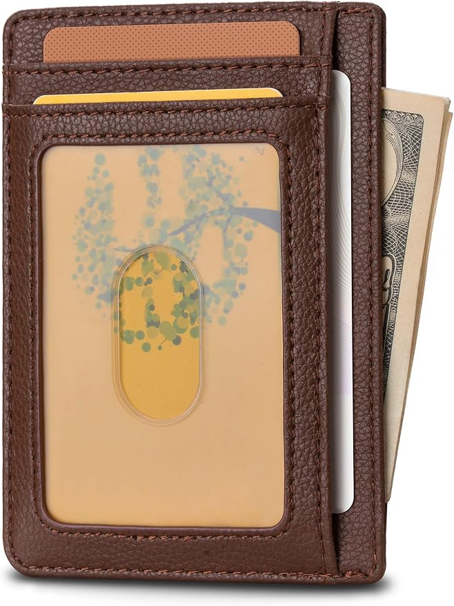 Buffway Slim Minimalist Front Pocket RFID Blocking Leather Wallets - Image 2