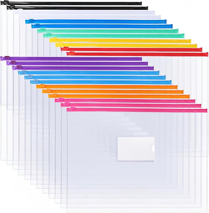 EOOUT 24pcs Plastic Envelopes Poly Zip Envelopes Files Zipper Folders, A4 Size by EOOUT