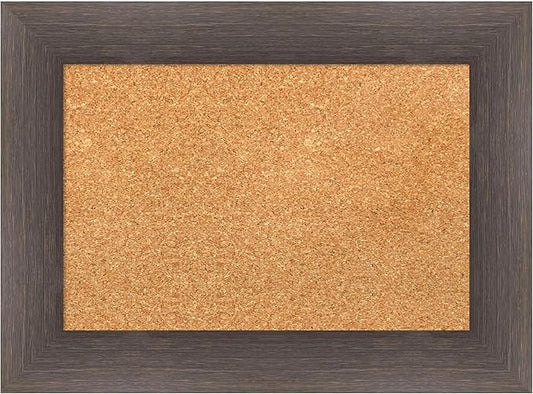 Amanti Art Natural Cork Board for Wall, 17x23 Vision Board with Brown Wood Frame, Small Corkboard Office Decor for Home Organization, Country Rustic Corkboard Pinboard to Display Items for Home-DeskLoop Office