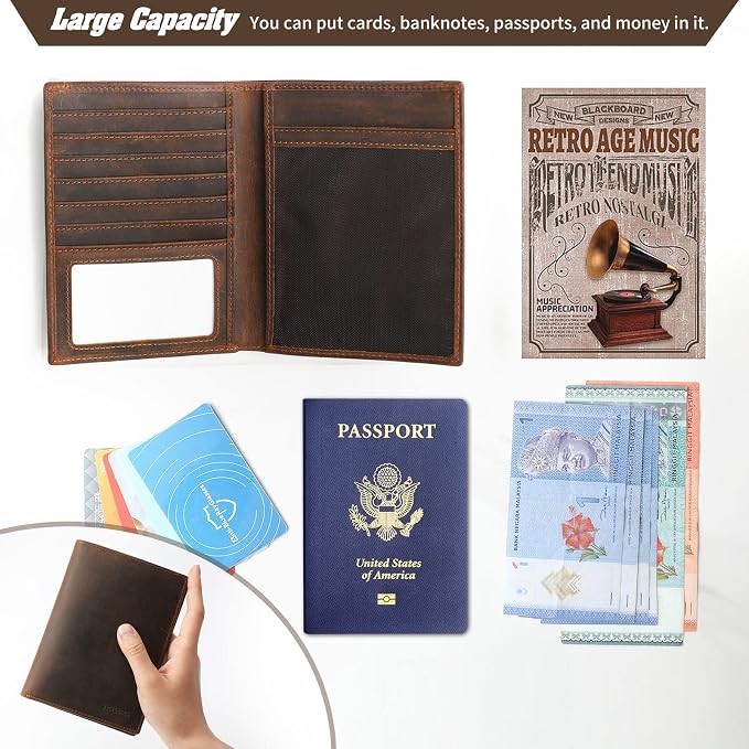 Jack&Chris Leather Passport Holder RFID Blocking Passport Travel Wallet Cover - Image 6