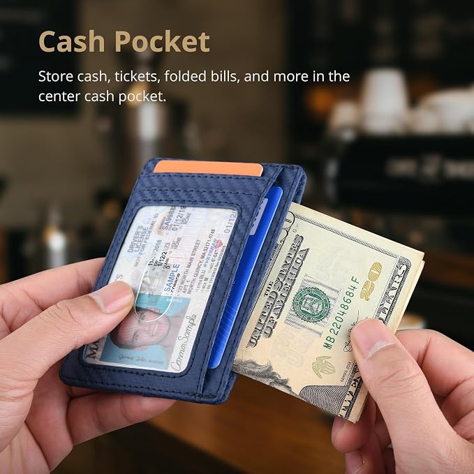 Buffway Slim Minimalist Front Pocket RFID Blocking Leather Wallets - Image 6