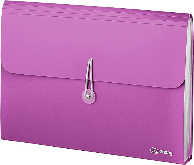 Accordion File Organizer Purple, 7 Pocket Expanding File and Cover Folder by Enday