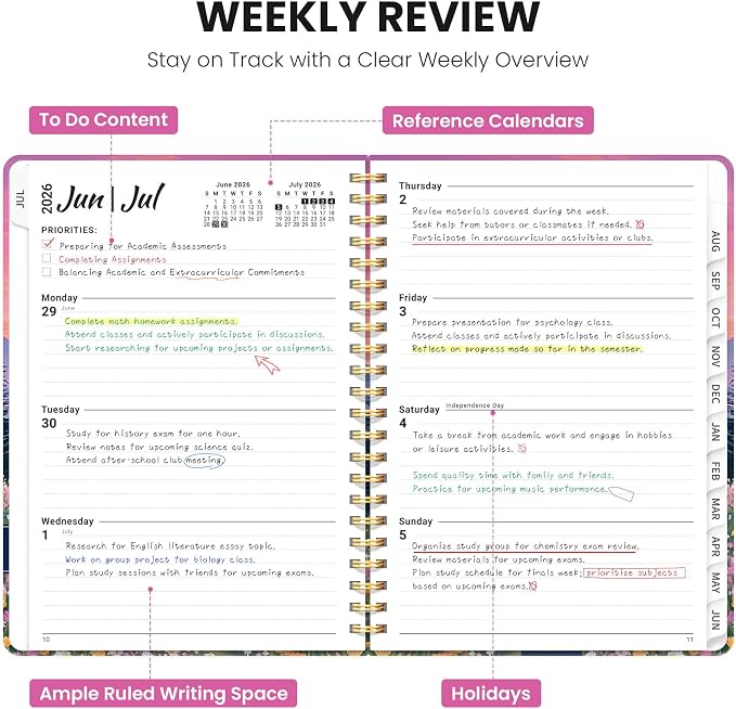Planner 2026-2027, Hardcover Monthly and Weekly Academic Planner July 2026 - Image 3