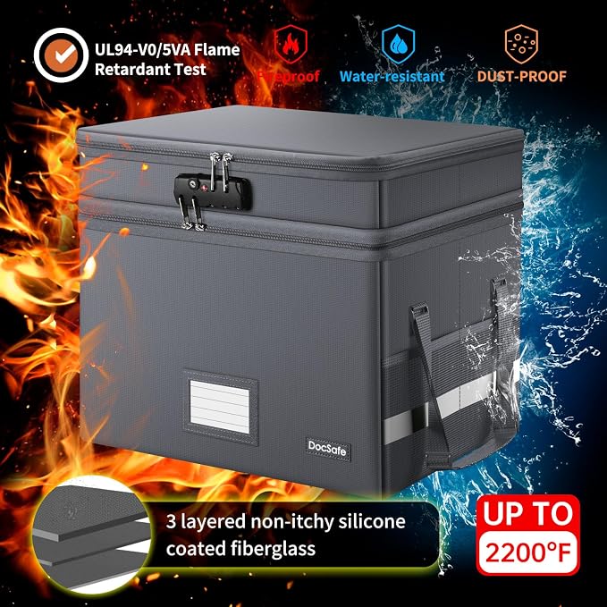 DocSafe File Box with Lock, Large Portable Home Office Filing Box - Image 6