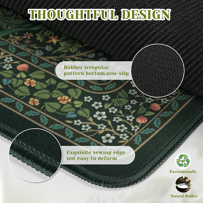 iCasso Aesthetic Floral Desk Mat, L Mouse Pads, Anti-Slip Mousepad - Image 4