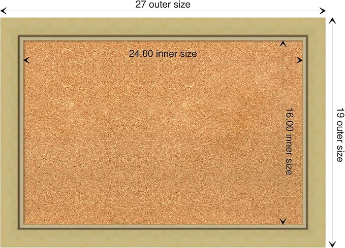 Amanti Art Natural Cork Board for Wall, 19x27 Vision Board with Gold Frame, Medium Corkboard Office Decor for Home Organization, Casual Corkboard Pinboard to display items for home organization-DeskLoop Office