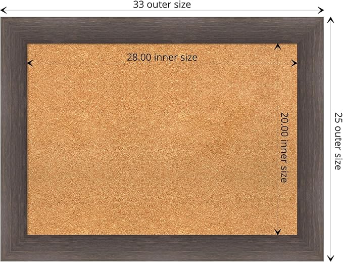 Amanti Art Natural Cork Board for Wall, 25x33 Vision Board with Brown Wood Frame, Medium Corkboard Office Decor for Home Organization, Rustic Farmhouse Corkboard Pinboard to display items for home-DeskLoop Office