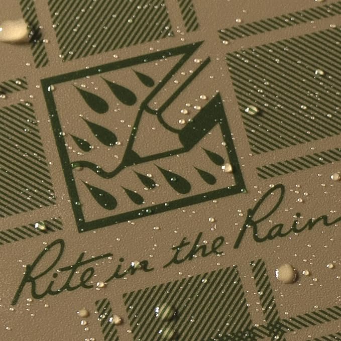 Rite in the Rain Weatherproof Top Spiral Notebook, 3” x 5”, Tan and Green Plaid - Image 6
