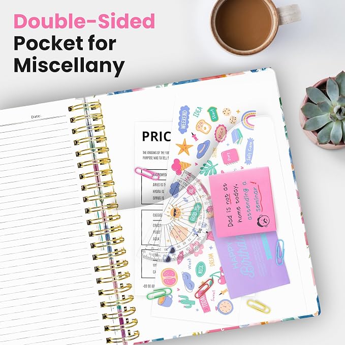 Large Lined Spiral Journal for Women Cute Hardcover 5 Subject Notebook for Work - Image 6