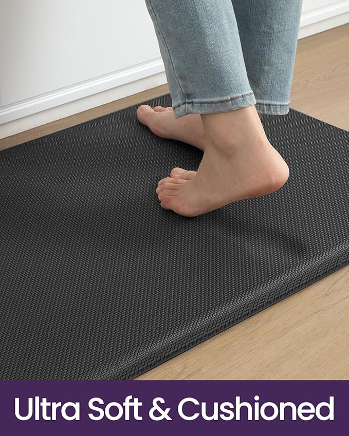 DEXI Kitchen Mat Cushioned Anti Fatigue, Non Slip Waterproof Comfort Standing Floor Rug for Kitchen, Office, Sink, Laundry, 70x20, Black-DeskLoop Office