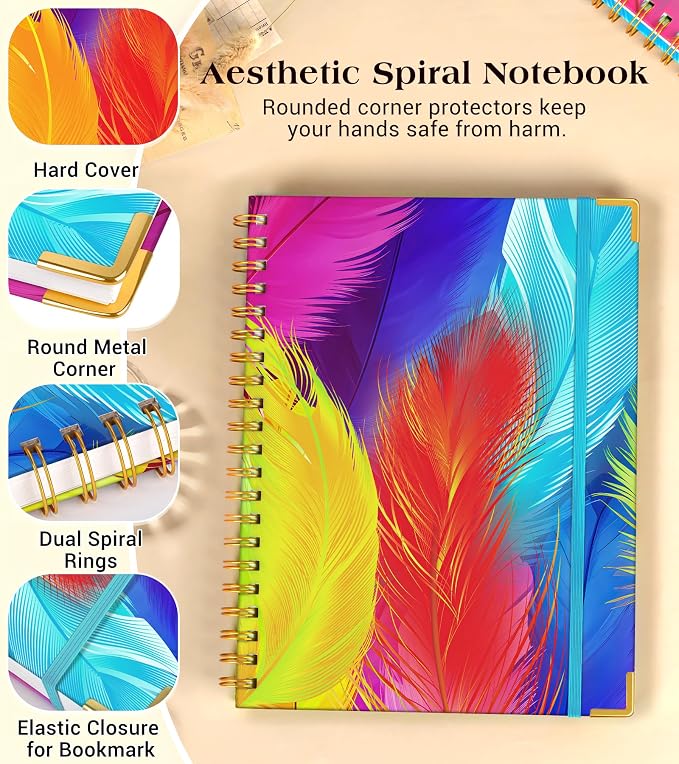 Lined Spiral Notebook Journal for Women, 150 Pages Cute Notebooks 5.75” x 8.38” - Image 3