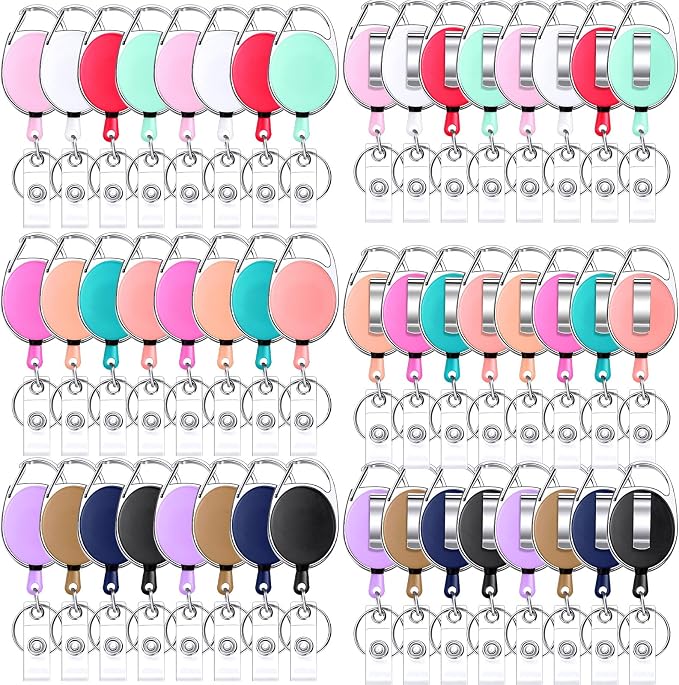 Honoson 50 Pcs Heavy Duty Retractable Badge Reels Batch ID Badge Holder by Honoson