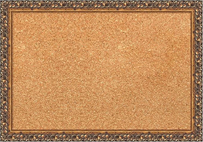 Amanti Art Natural Cork Board for Wall, 14x20 Vision Board with Bronze Frame, Small Corkboard Office Decor for Home Organization, Traditional Corkboard Pinboard to Display Items for Home Organization-DeskLoop Office