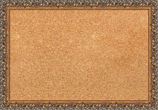 Amanti Art Natural Cork Board for Wall, 14x20 Vision Board with Bronze Frame, Small Corkboard Office Decor for Home Organization, Traditional Corkboard Pinboard to Display Items for Home Organization-DeskLoop Office