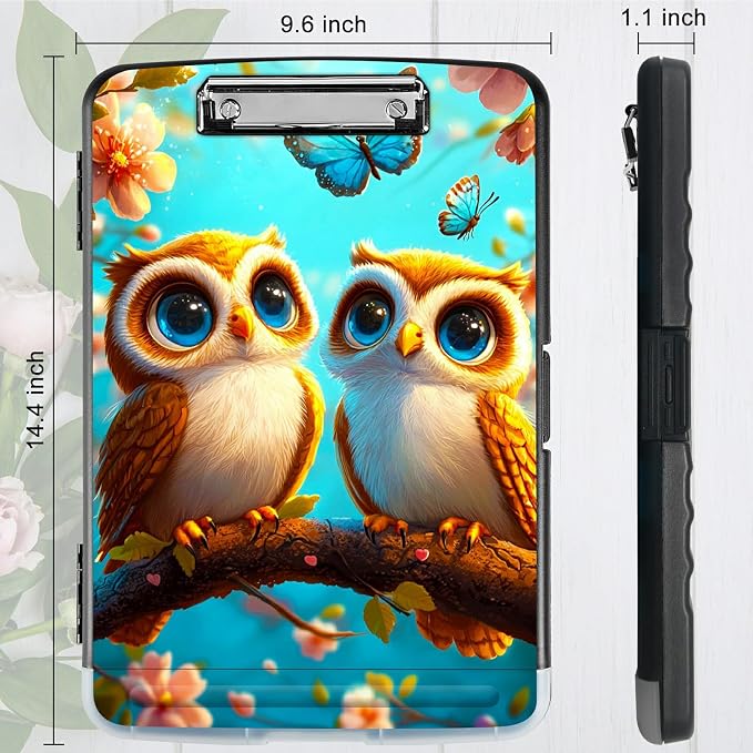 Owl Blue A4 Clipboard with Storage Pen Holder, Clipboards Organizer Nursing - Image 3
