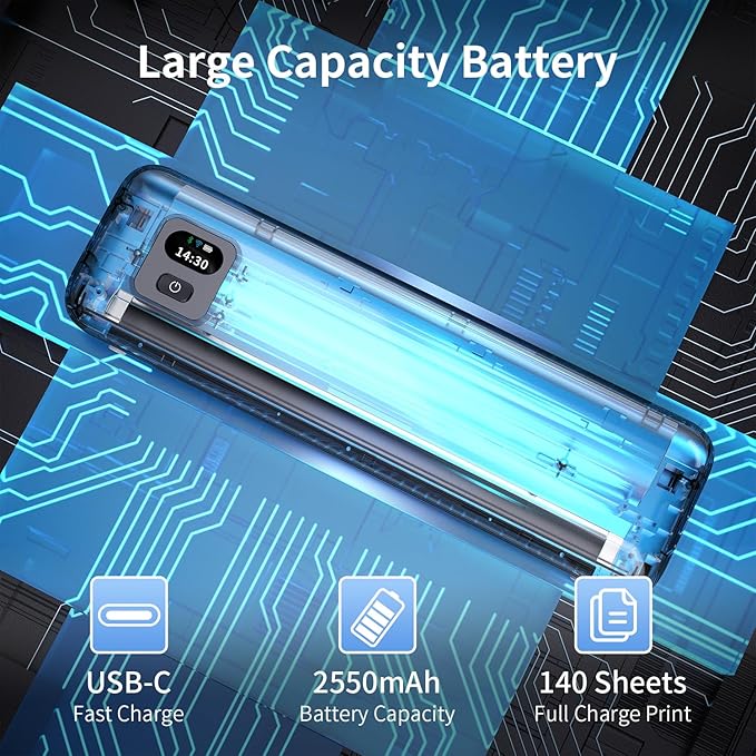 Rongta Portable Printers Wireless for Travel, 300DPI WiFi & Bluetooth Mobile Thermal Inkless Printer for School/Office/Home Use, Compatible with Android,iOS & Laptop,Black (F82)-DeskLoop Office