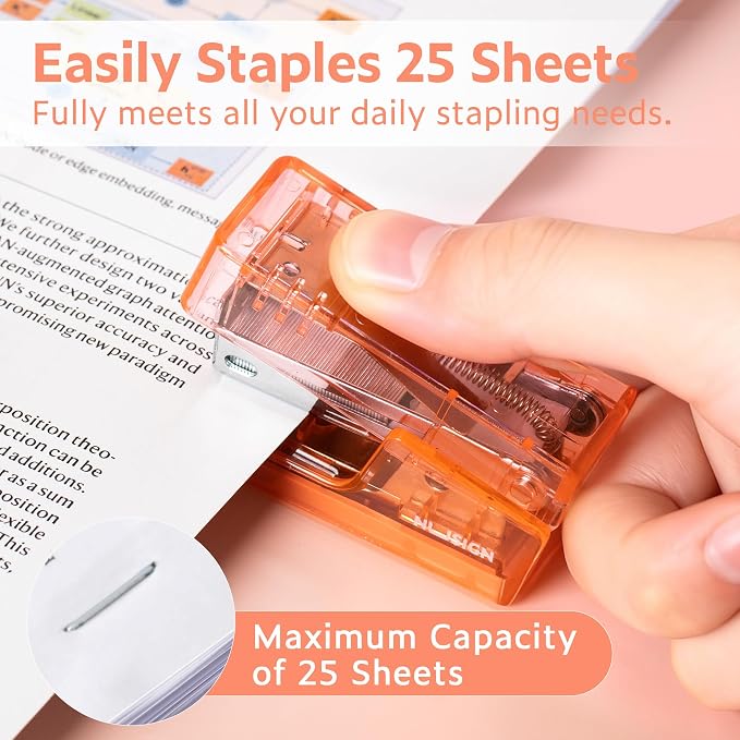 NUSIGN Mini Stapler with 830 Staples, Small Cute Desk Staplers, 25 Sheet - Image 2