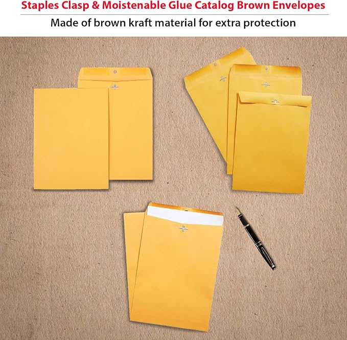 Staples 9 x 12 Kraft Clasp & Moistenable Envelopes, Heavyweight Document Mailers - Image 7