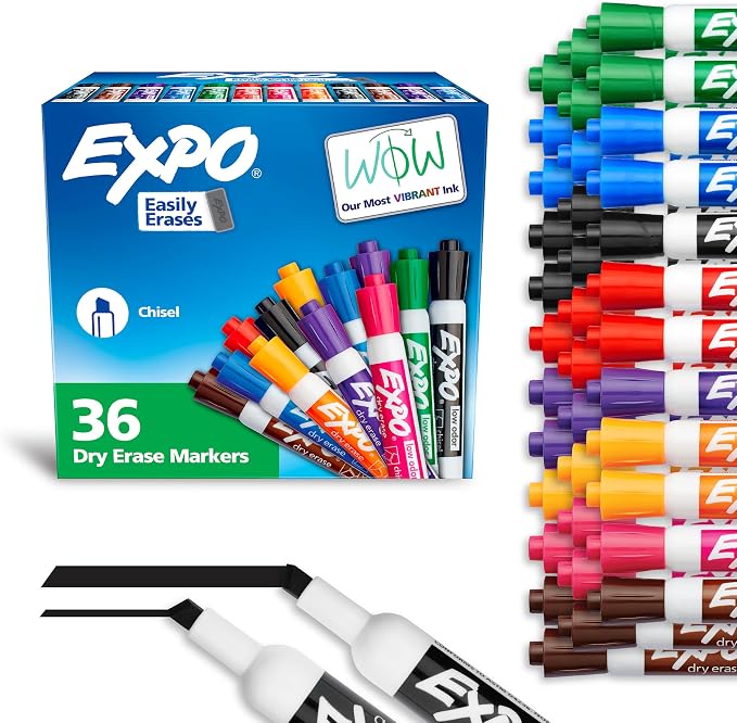 EXPO Dry Erase Markers, Low Odor Ink, Chisel Tip, Organization, Essential by Unknown