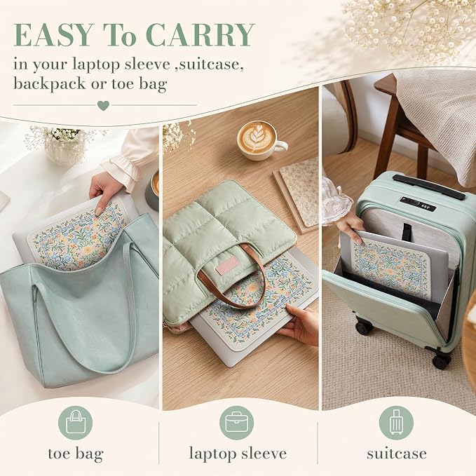 iCasso Aesthetic Small Floral Mouse Pad, Mini Portable Travel Mousepad - Image 6