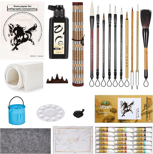 Corciosy Chinese Calligraphy Brushes Set,Professional Sumi Watercolor Brushes Writing, Japanese Painting Set for Beginners-DeskLoop Office