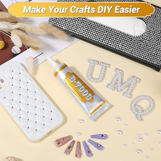 B7000 Fabric Glue with Precision Tips, Upgrade Industrial Strength Adhesive B-7000 Glue Clear for Jewelry Crafts DIY, Metal, Stone, Rhinestone Gems Gel, Glass, Fabric, Cell Phone Repair (50 ML)-DeskLoop Office