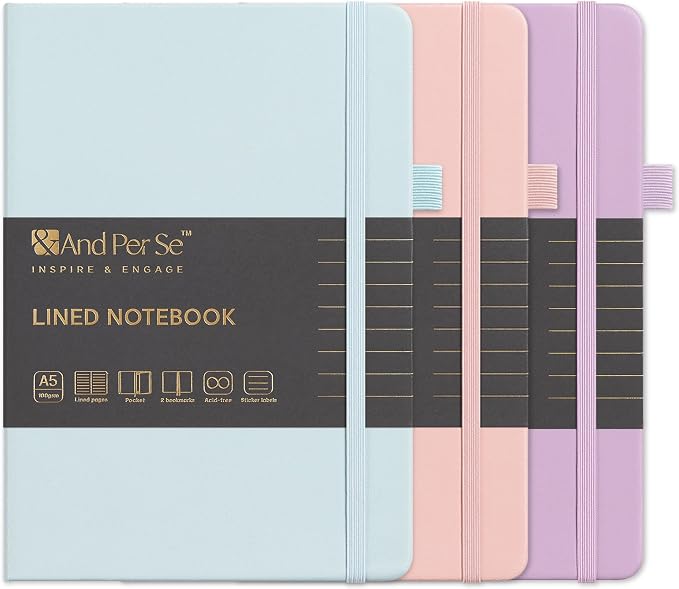 &And Per Se Lined Notebooks 3-Pack Gift Set, A5 Hardcover Journals, 160 Pages by AndPerSe