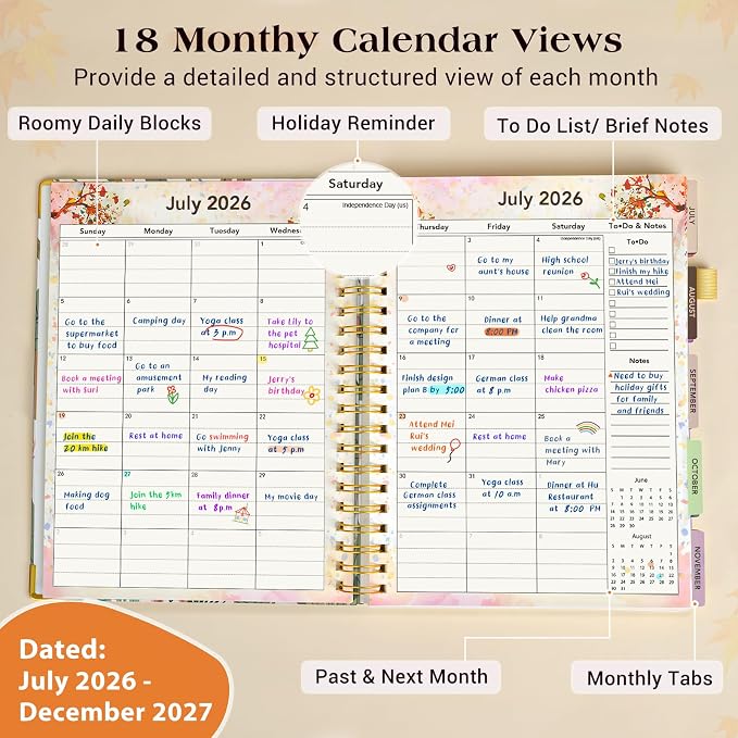 Academic Planner 2026-2027, 18 Months Weekly and Monthly Daily Planner from - Image 2