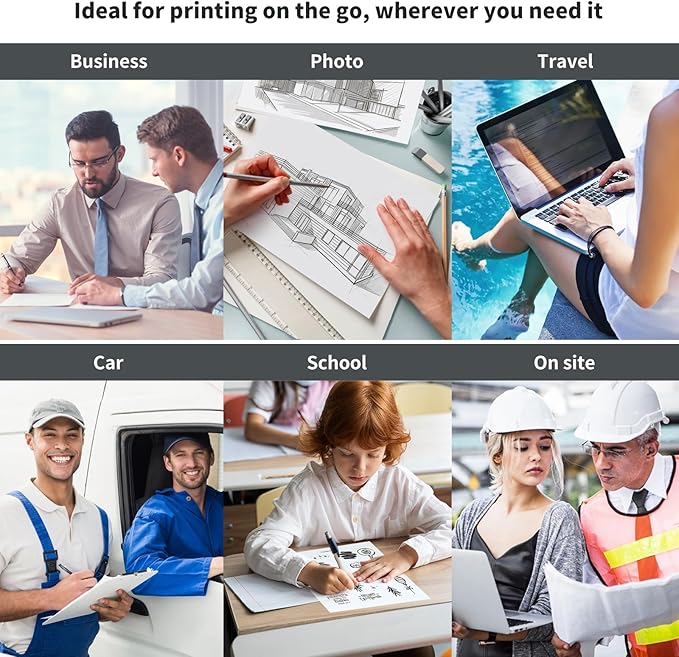 JADENS Portable Printers Wireless for Travel, Thermal Inkless Printer, Support 8.5" X 11" Thermal Paper, Compatible with iOS, Android & Laptop-DeskLoop Office