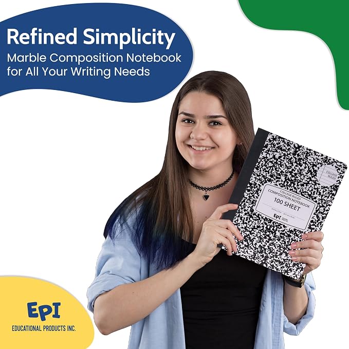 4 Pack - EPI College Ruled Composition Notebook Black - 200 Pages, 9-3/4 x 7-½ - Image 6