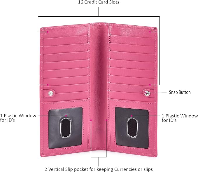 Long Wallet for Men Women Real Leather Bifold RFID Stylish Slim Handmade 2 ID - Image 3