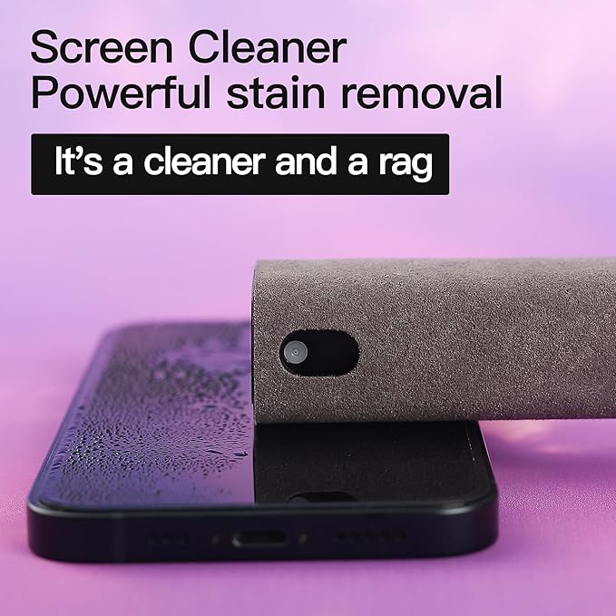 2 Pcs Screen Cleaner Kit, 3-in-1 Touchscreen Mist Cleaner Spray Bottle Tool & Microfiber Cloth for Phone/Laptop/Tablet/TV/Monitor/Car Screens(Grey)-DeskLoop Office