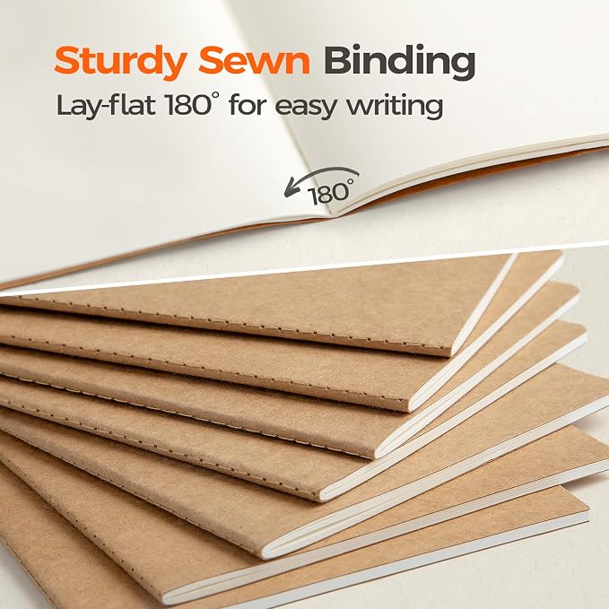 100 Pack Blank Kraft Notebooks A5, Wholesale Bulk Unlined Journals, 80gsm - Image 4