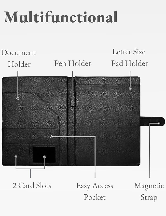 Mymazn Padfolio, Portfolio Folder, Legal Pad Holder, Resume Folder | Faux - Image 3