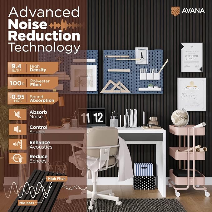 Avana Modern Acoustic Wood Wall Panels – 47.2 x 12.6 Inch Smoke Oak Acoustic - Image 5