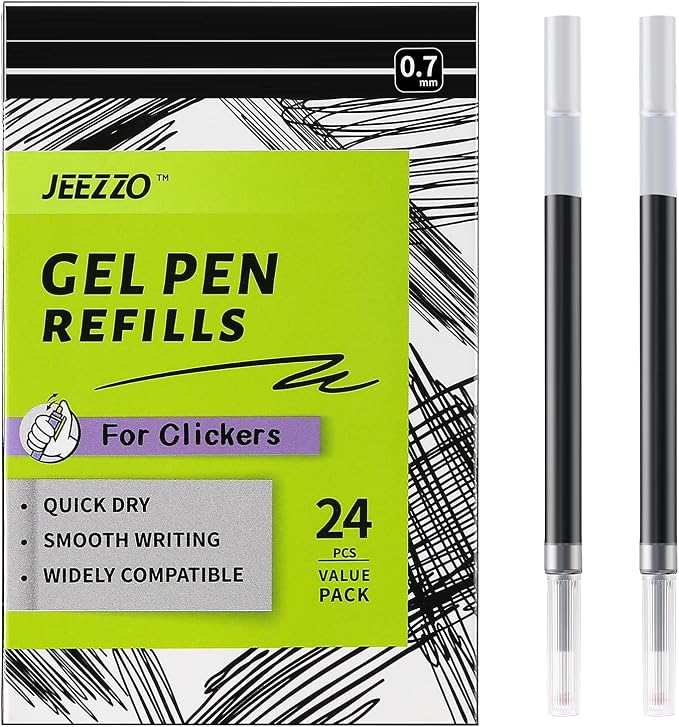 Gel Ink Refills for Retractable Click Pens, Medium Point Pen Refills Compatible by JEEZZOOFFICIAL