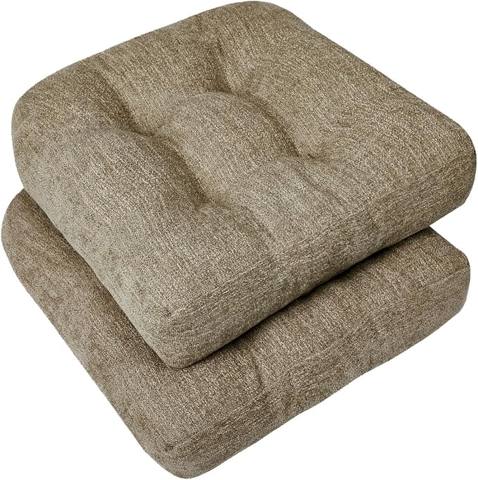 downluxe Chair Cushions for Dining Chairs 2 Pack, Tufted Indoor Chair Pads by Downluxe