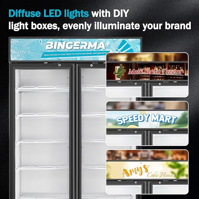 Commercial Merchandiser Display Refrigerator with 2 Glass Doors 30 Cu.ft Beverage Back Bar Cooler Black Drink Fridge for Convenience Stores, Supermarkets,Bars,Offices-DeskLoop Office