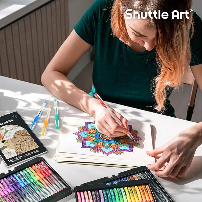 Shuttle Art Gel Pens, 120 Pack Gel Pen Set Packed in Sturdy Box, 60 Unique Colors with 60 Refills for Adults Coloring Books Drawing Doodling Crafts Scrapbooking Journaling-DeskLoop Office