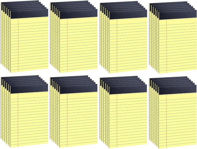 48 Pack Legal Pads Bulk, 5 x 8 Inch Yellow Notepad, Note Pads College Ruled by Oleitodh