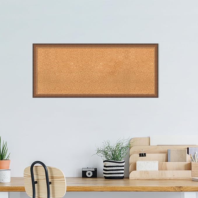 Amanti Art Natural Cork Board for Wall, 18x42 Vision Board with Bronze Frame, Large Corkboard Office Decor for Home Organization, Modern Corkboard Pinboard to Display Items for Home Organization in-DeskLoop Office