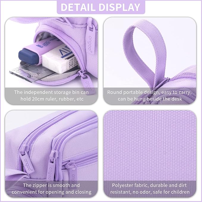 HVOMO Large Pencil Case High Capacity Holder Box Storage bag Desk Organizer Marker Pouch Pen For Middle School Office College Adult Girl and Boy(Purple)-DeskLoop Office
