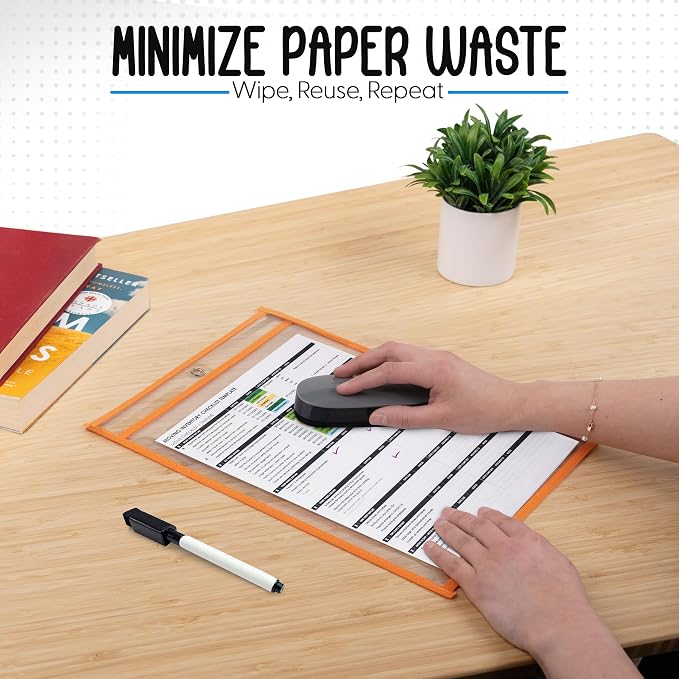 Essex Wares - 5 Pack, Job Ticket Holders, Reusable & Easy Erase Plastic Invoice - Image 3