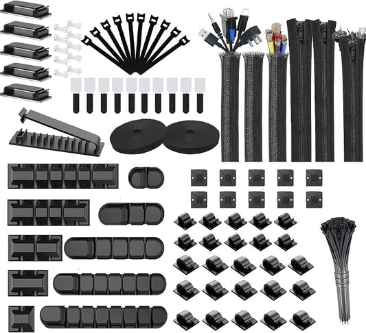 189PCS Cable Management Kit, 6 Cable Sleeve40 Cable Clips by Ourart