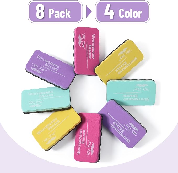Mr. Pen- Magnetic Dry Erase Erasers, 8 Pack | Colorful Magnetic Whiteboard - Image 2