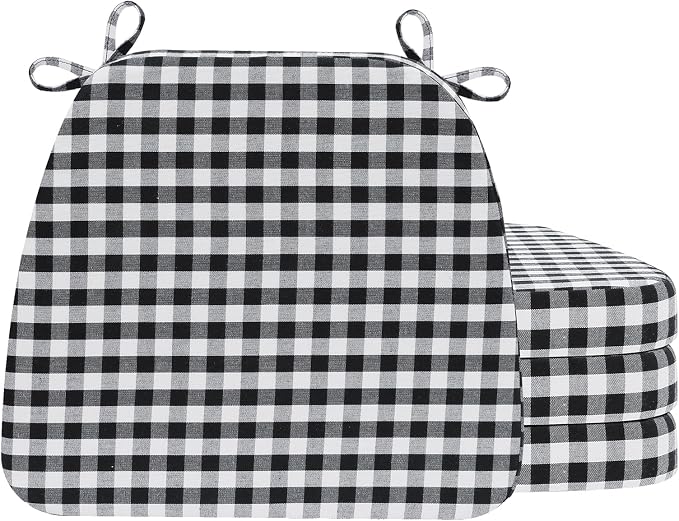 AAAAAcessories D-Shaped Chair Cushions, Machine-Washable Cover, Checkered by AAAAAcessories